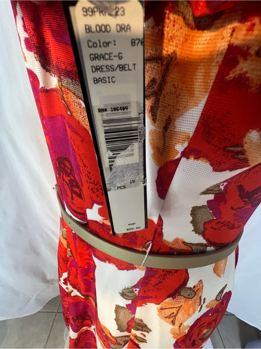 Tahari by Arthur S. Levine Dress Red & Orange Floral Short Sleeves Sheath 10 👍 - Picture 9 of 11